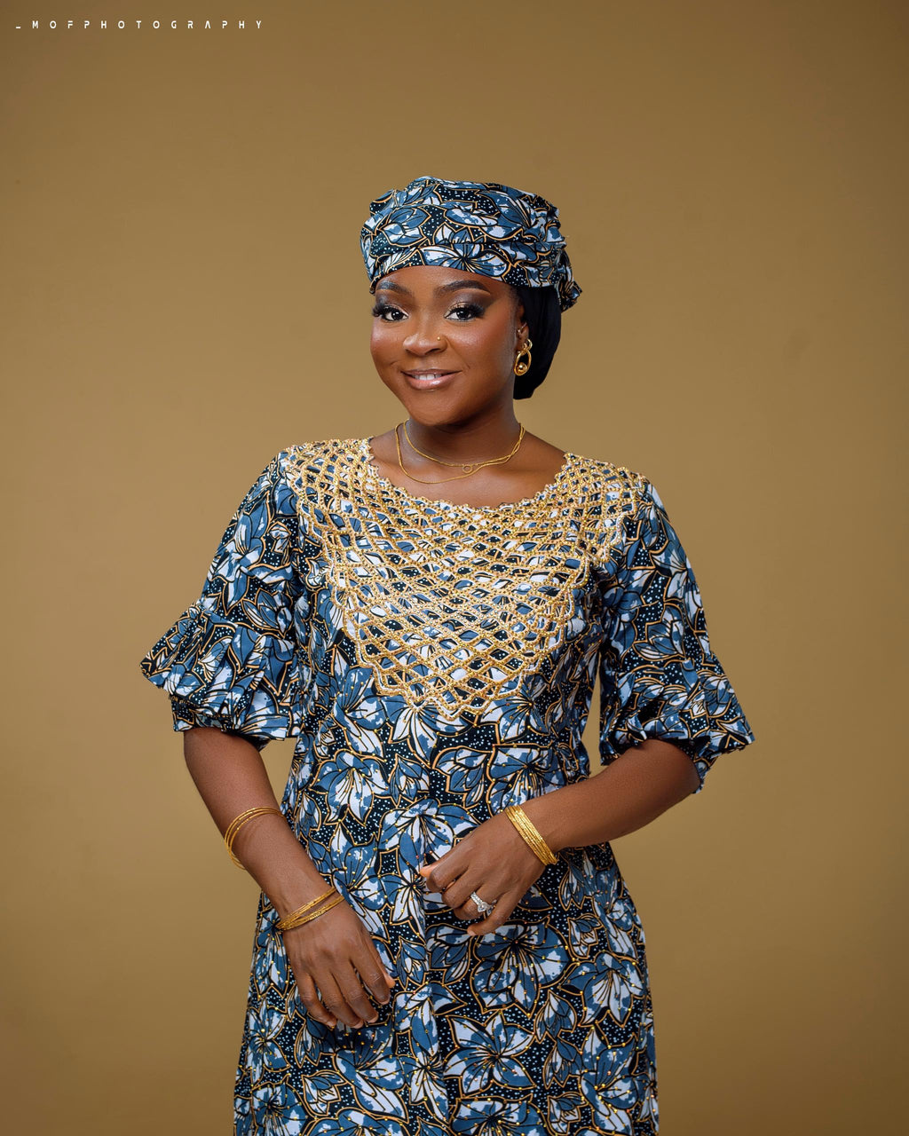 Royal Sapphire Embellished Ankara Gown