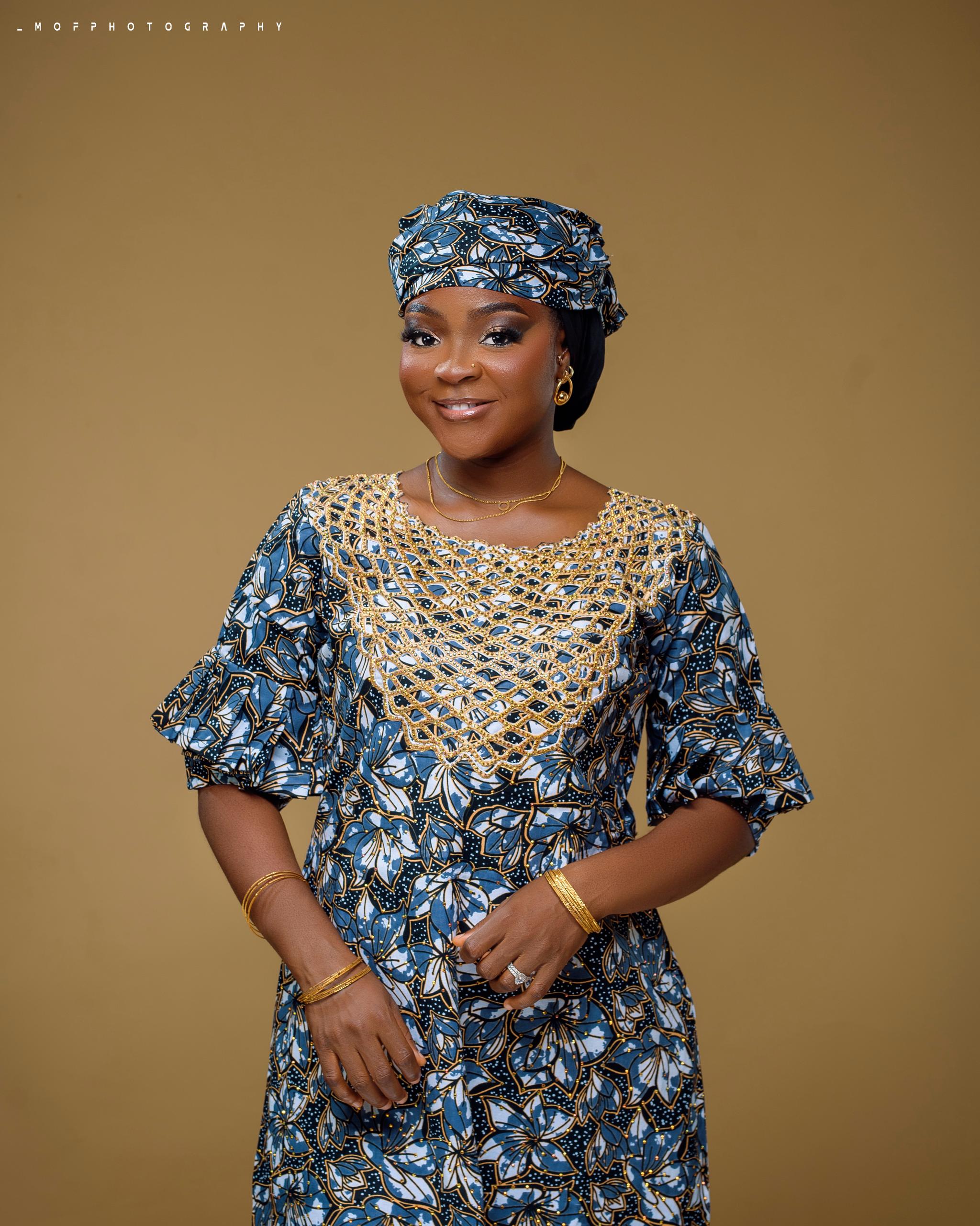 Royal Sapphire Embellished Ankara Gown