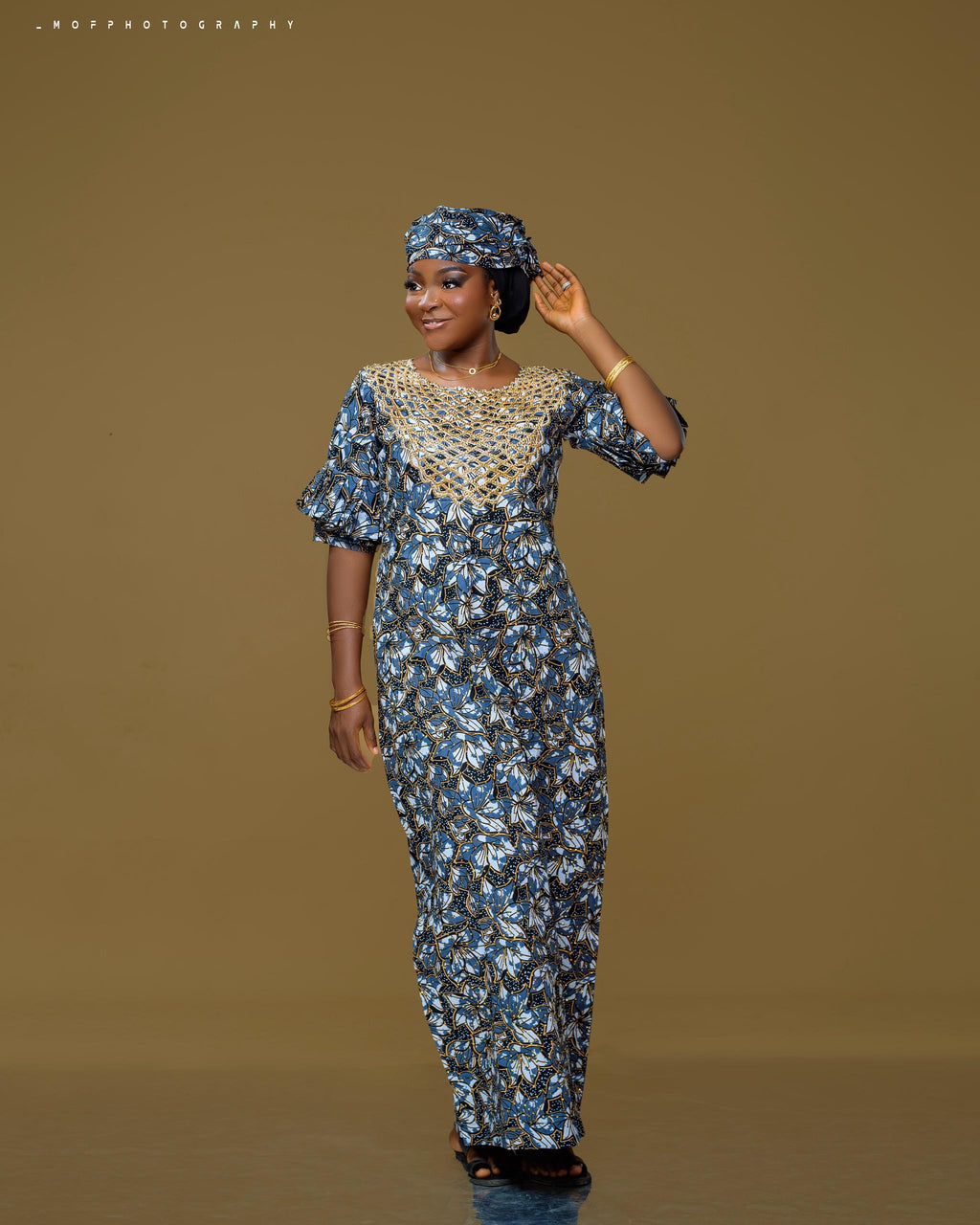 Royal Sapphire Embellished Ankara Gown