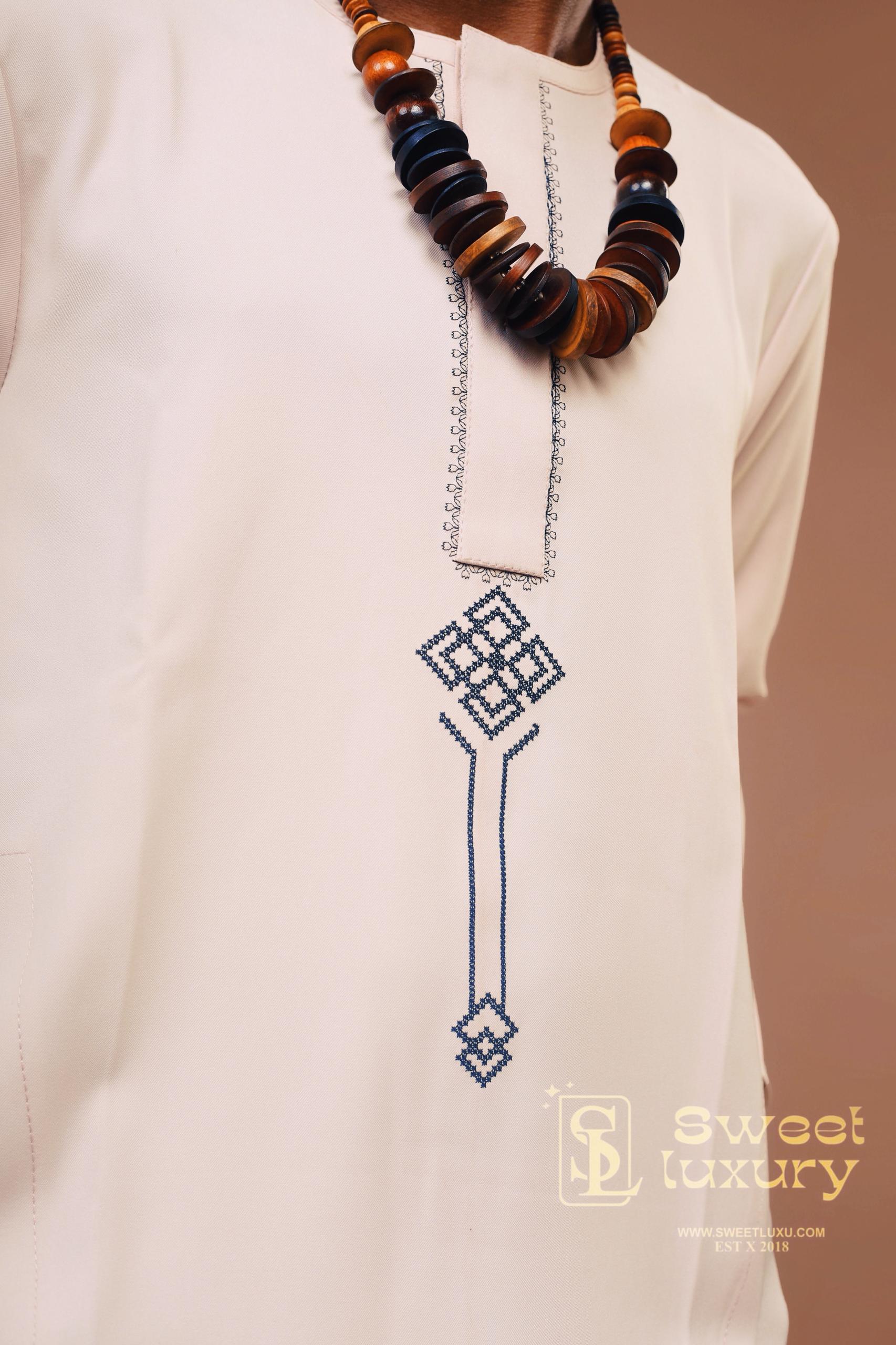 Heritage Pristine White Embroidered Kaftan – Artisanal Luxury